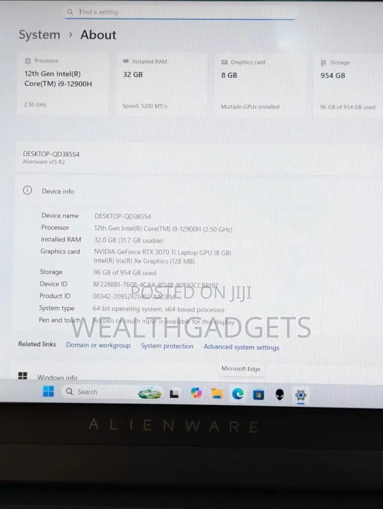 Laptop Alienware X15 r2 32GB Intel Core i9 SSD 1T