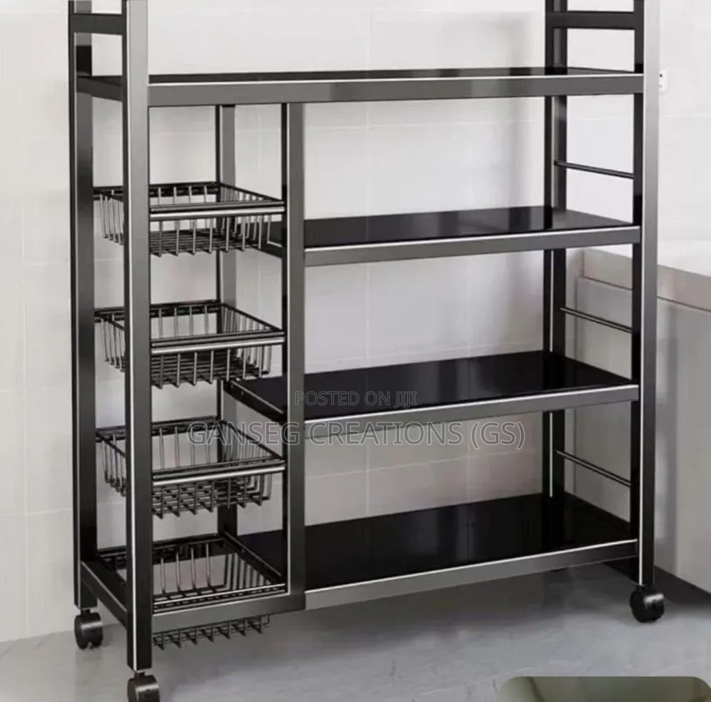 Heavy-Duty Kitchen Storage Organizer Rack With Pull-Out Baskets Wheels