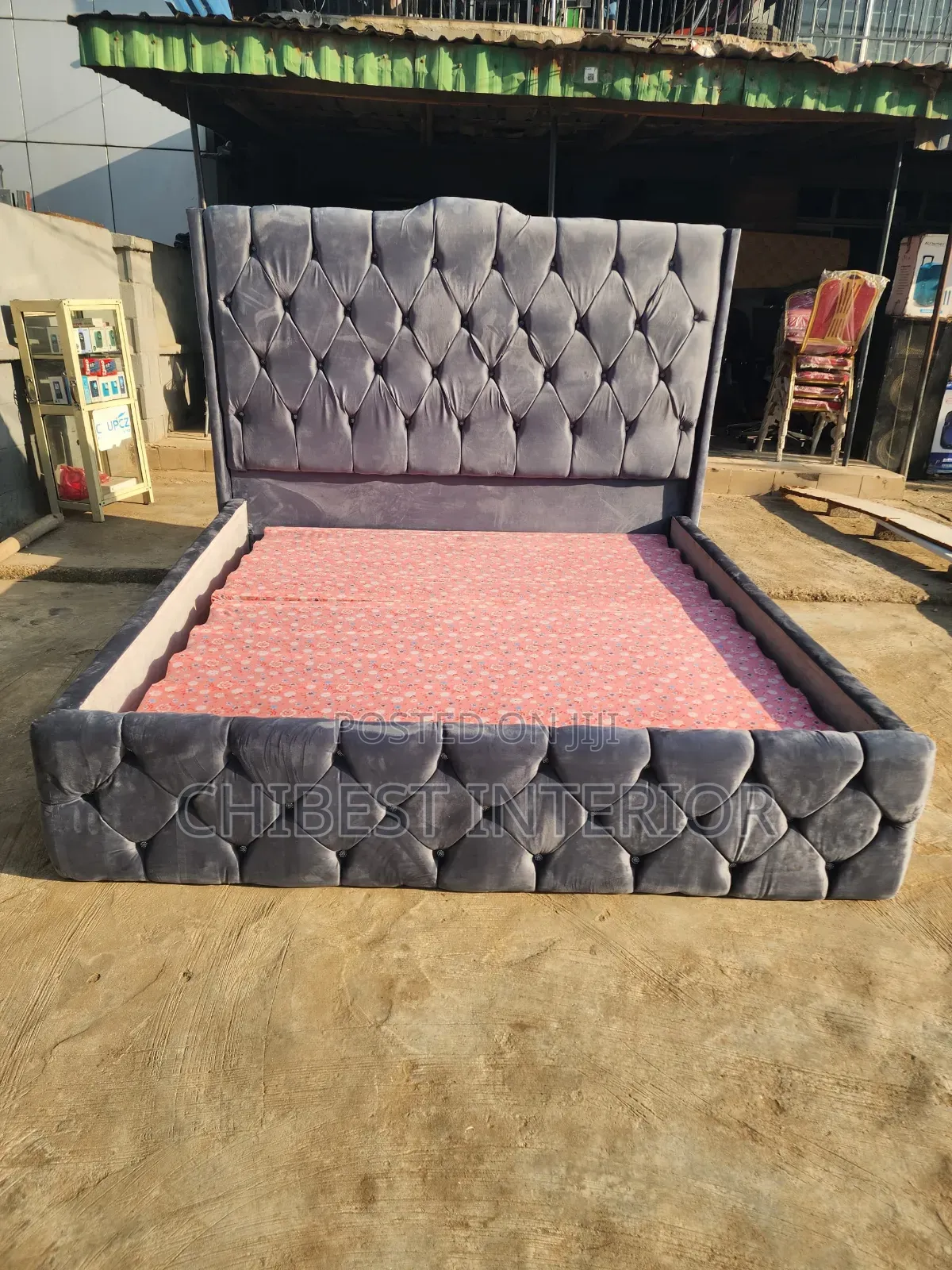 Grey 6by6 Upholstery Bed Stand