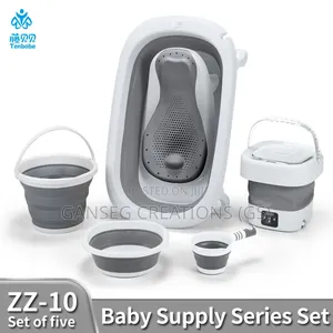 Brand New Tenbabe Foldable Baby Bath Tub Set With Mini Washing Machine