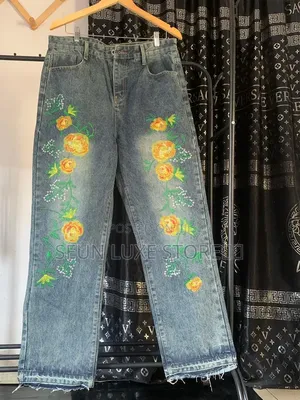 Flowery Fashion Male Baggy Jean