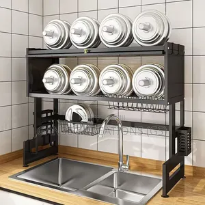 Kitchen Sink Storage Rack, Dish Rack, Dustproof Cabinet With Doors.