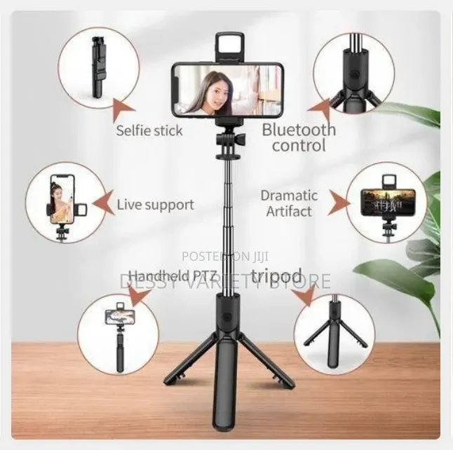 Bluetooth Selfie Stick Tripod + Fill Light +Shutter Remote