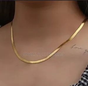 Classic Stainless Steel Flat Herringbone Snake Chain Necklace