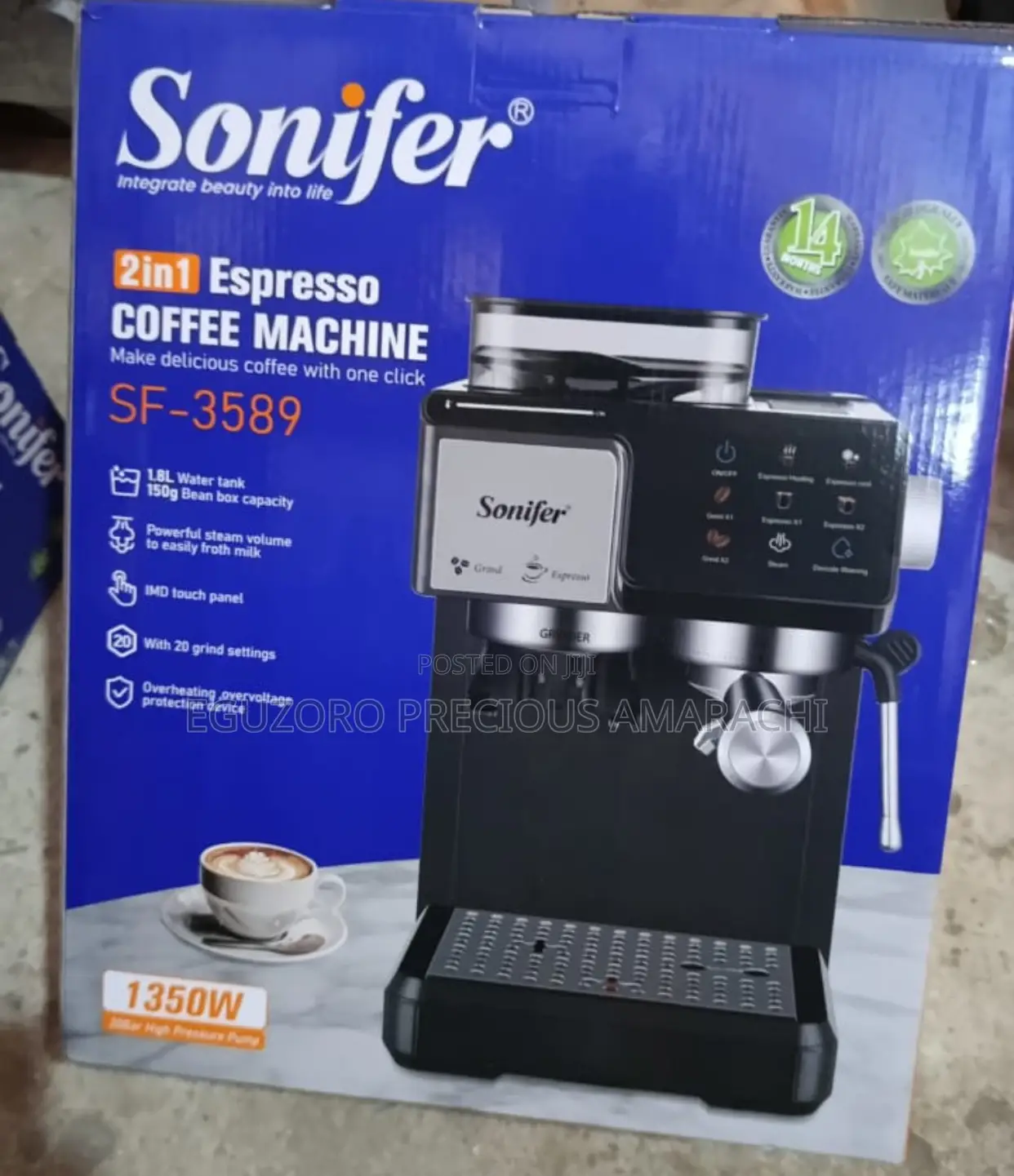 Sonifer 2-in-1 Automatic Espresso Coffee Machine-135w