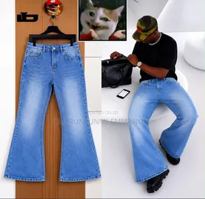 Men Flared Jeans Light Blue With Stones - Brand New*