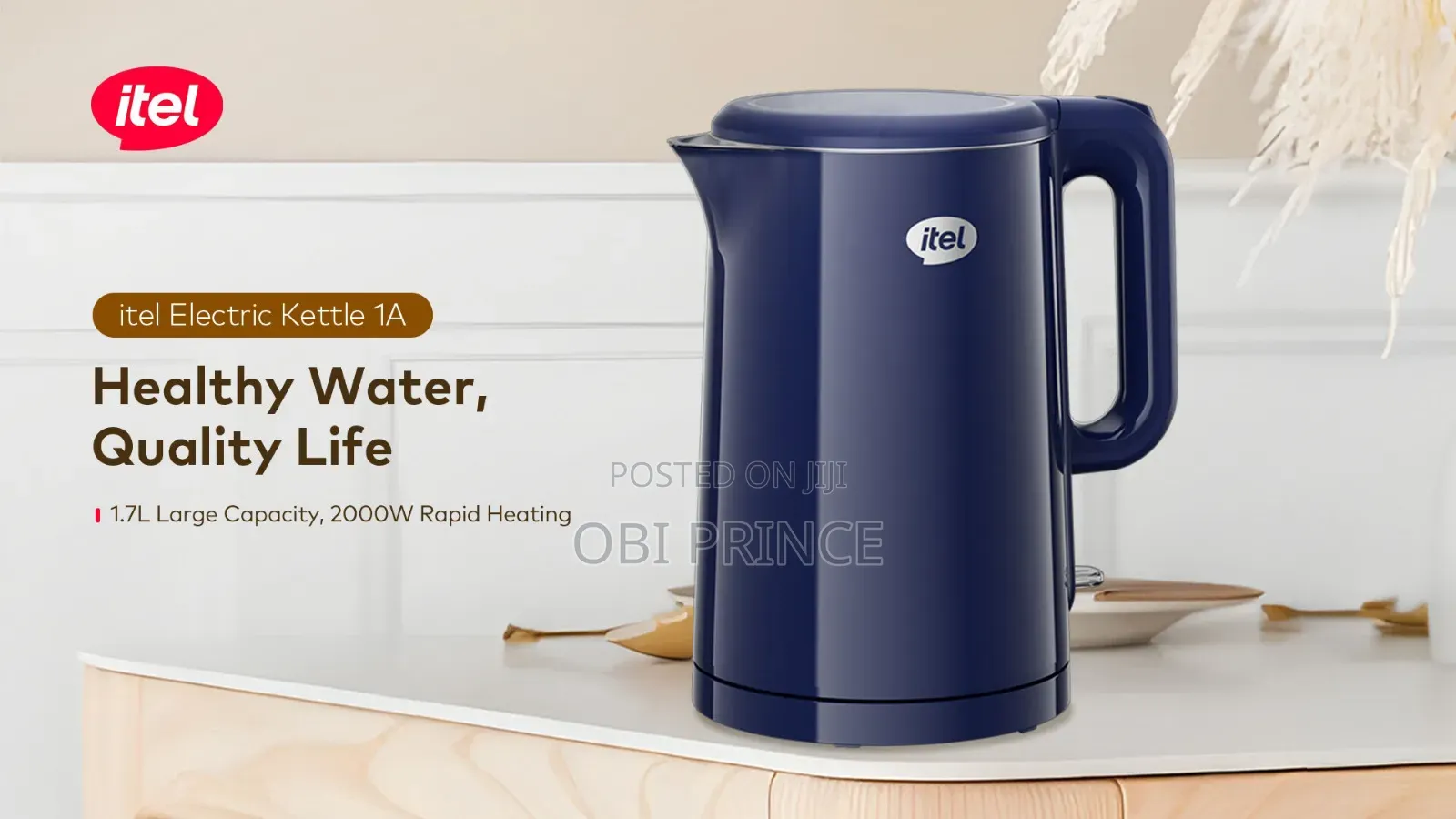 Itel Electric Kettle Jx002. 1.7liters 2000w