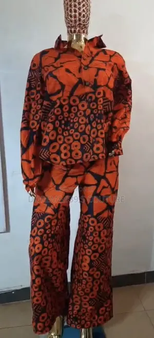 Orange and Black Ankara Two-Piece Design