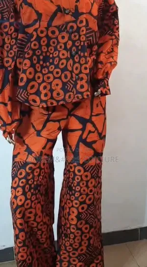 Orange and Black Ankara Two-Piece Design