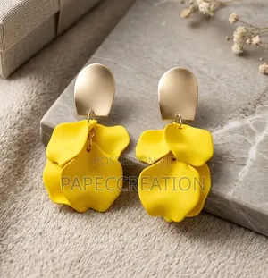 Earring, Yellow Flower Drop Earrings