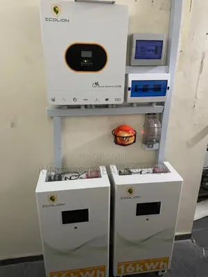 Ecolion 11kva/48v Hybrid Inverter+32kwh/48v Lithuim Iron Battery Setup