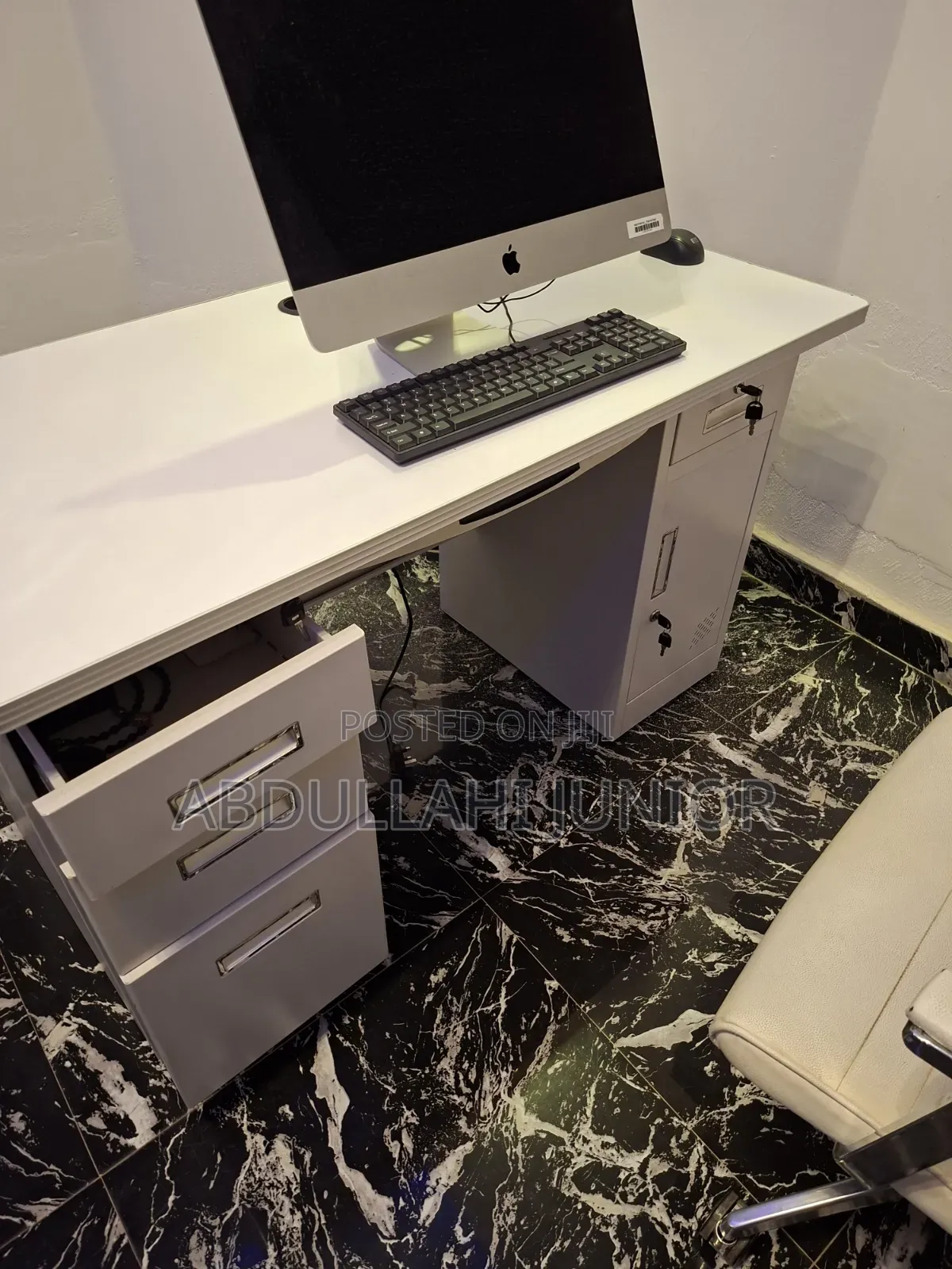 Office Table and Chair With Mac Pc