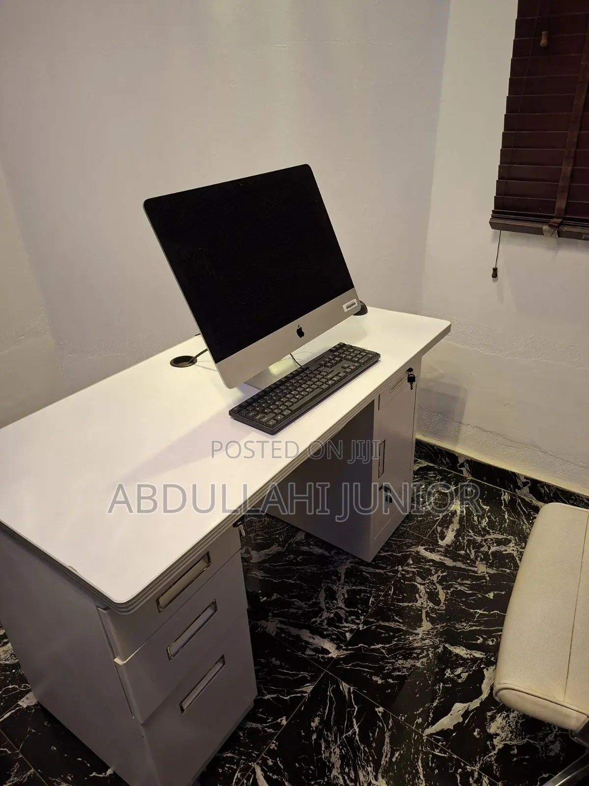 Office Table and Chair With Mac Pc