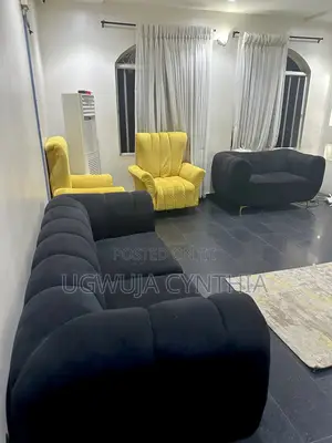 6 Seater Sofa for Sale (Black With Yellow Accent)