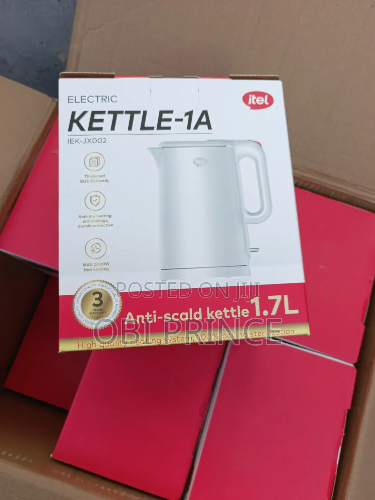 Itel Electric Kettle Jx002. 1.7liters 2000w