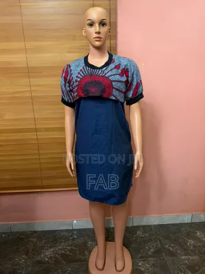 Ankara Jeans Shirt Dress