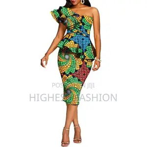 One Shoulder Off Print Dress