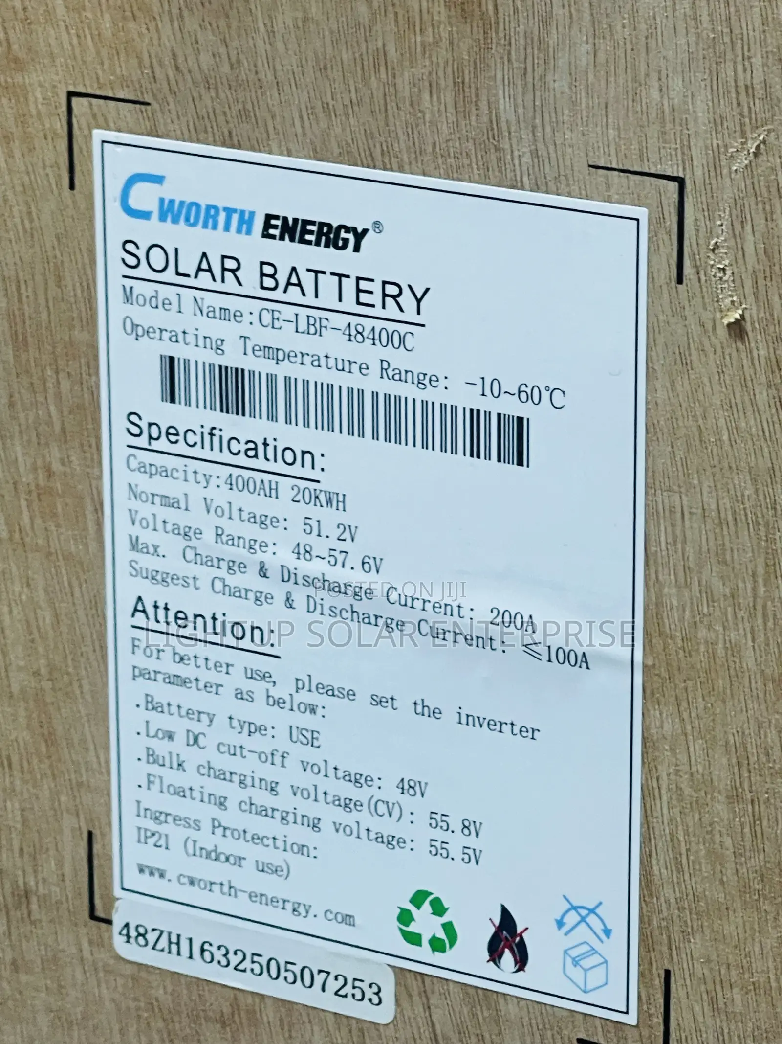 Cworth 20kwh 48v Lithium Battery