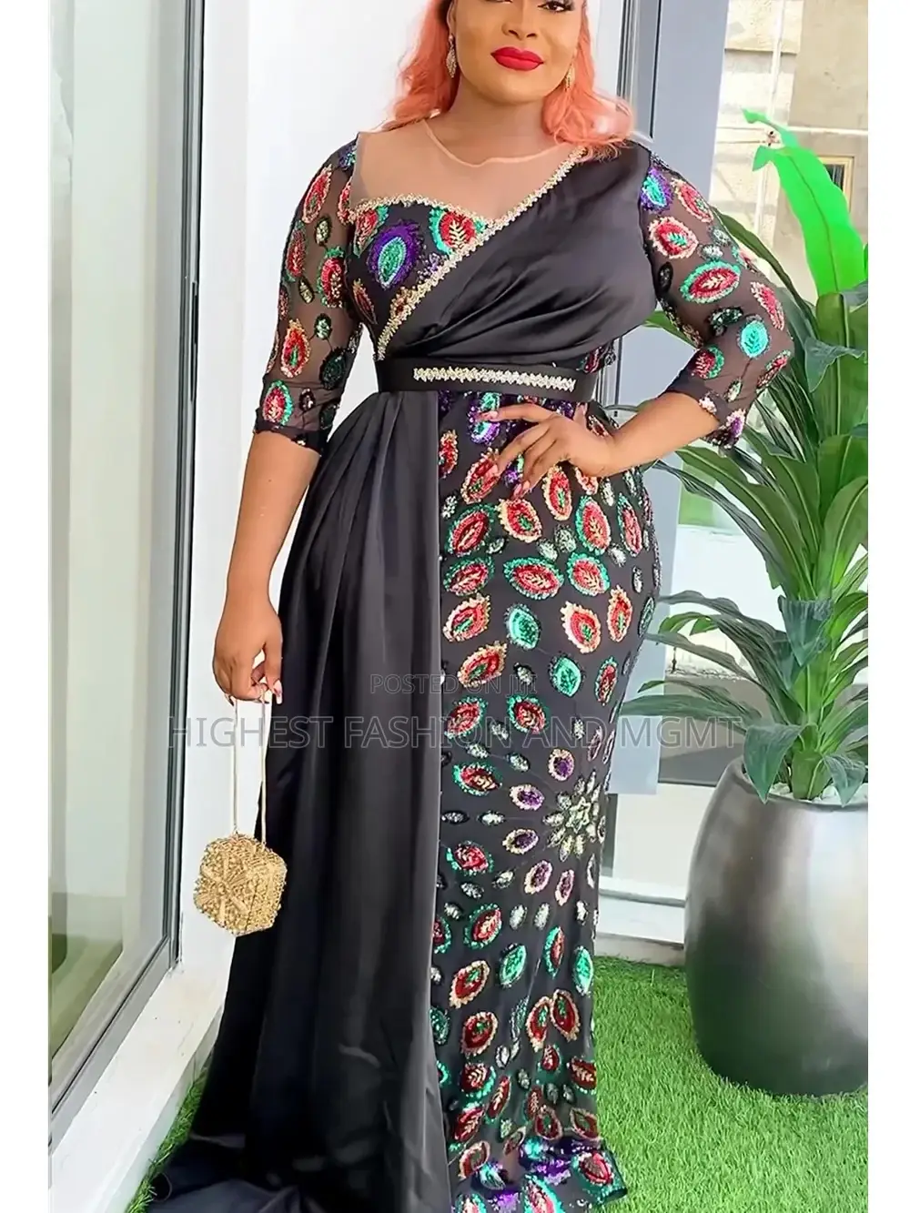 Half Sleeve Sequin Dress