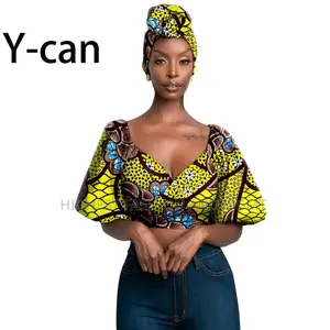 Lantern Sleeve Print Crop Top