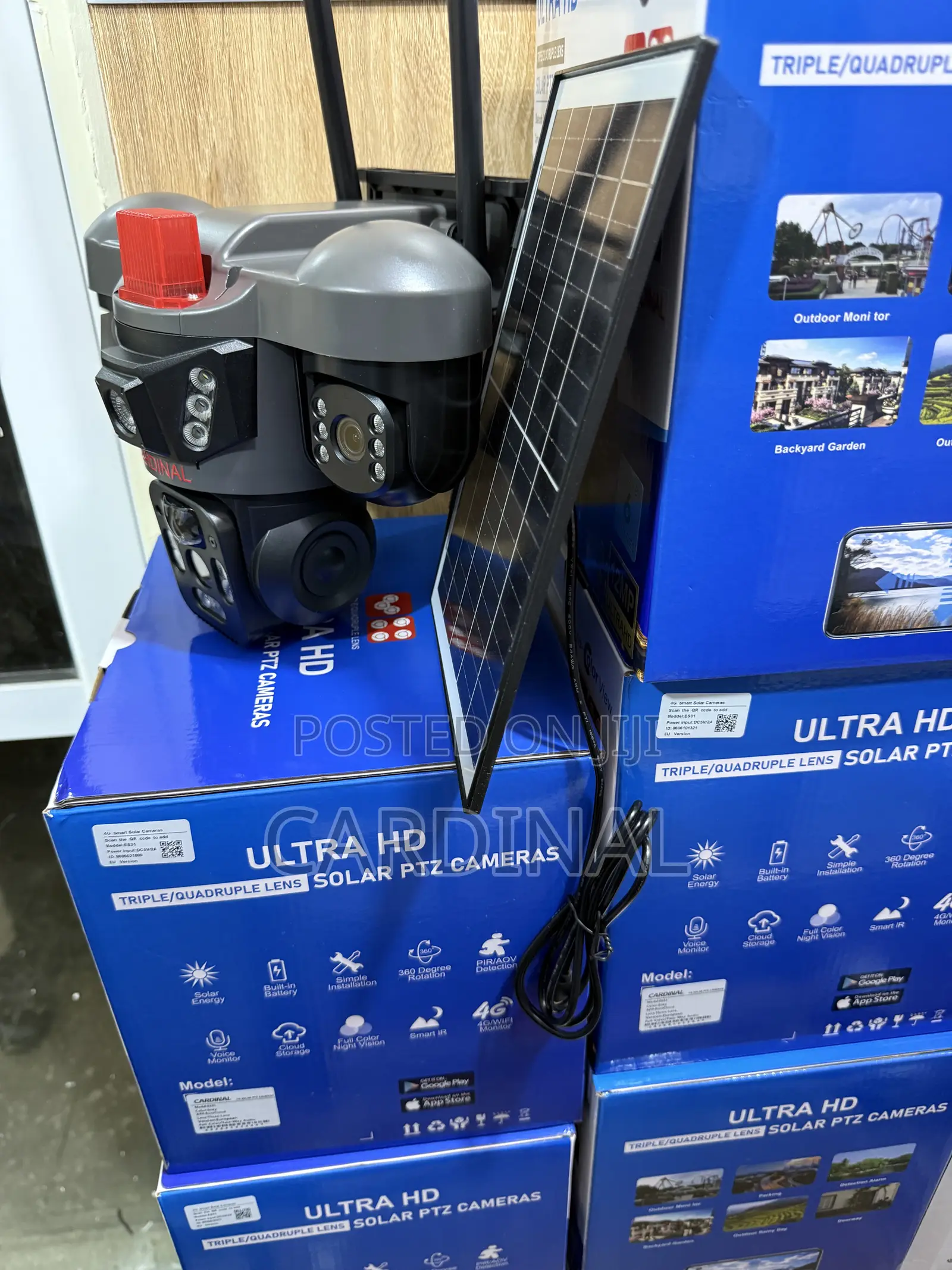 3 Lens PTZ Solar CCTV Camera