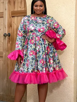 Long Flare Sleeve Satin Dress