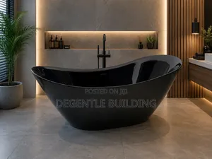Luxury Black Freestanding Oval Bathtub With Modern Design