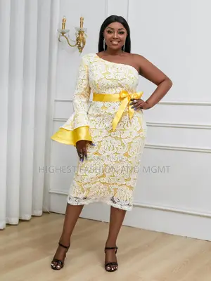 One Shoulder Flare Sleeve Gown