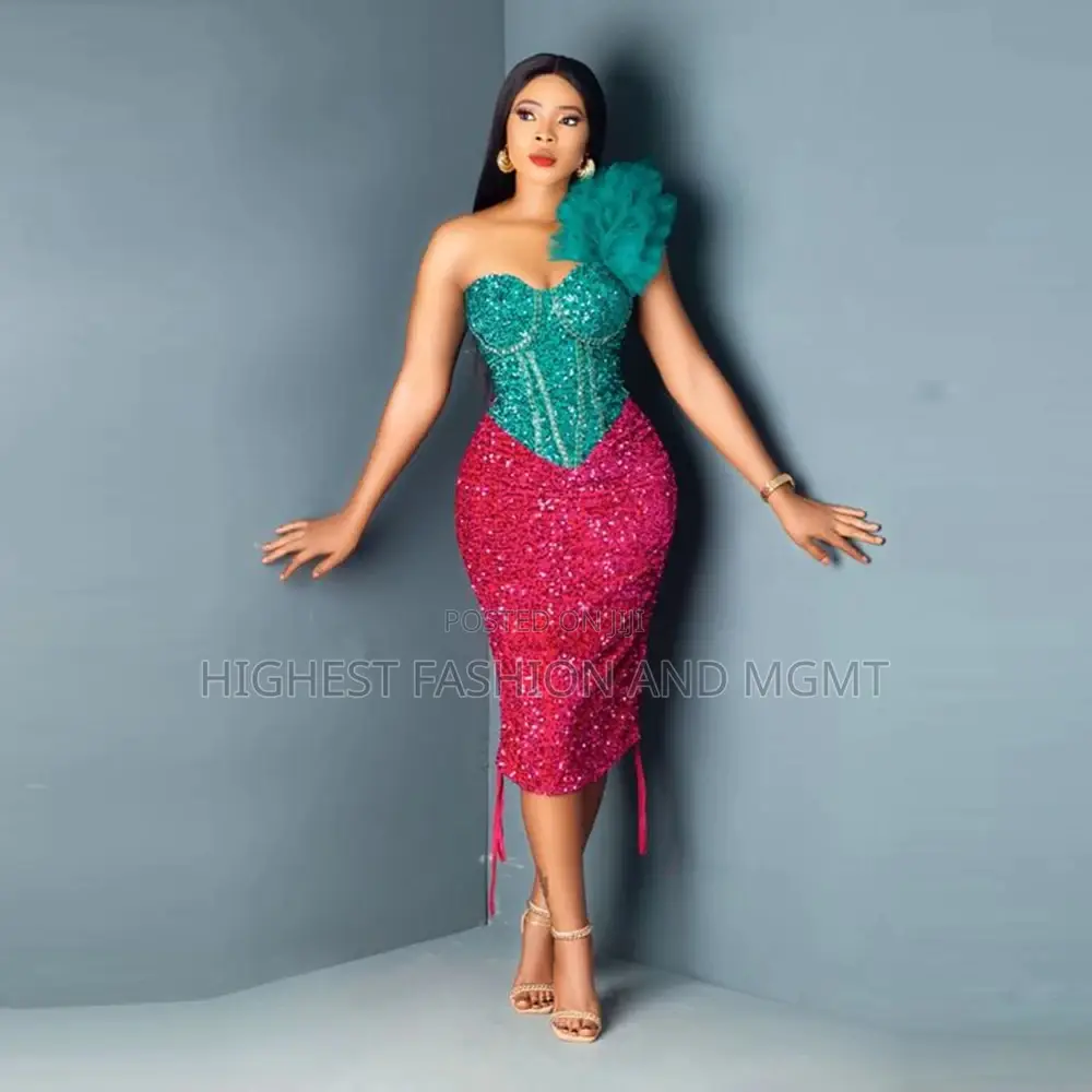 Ruffles Sleeveless Sequin Gown