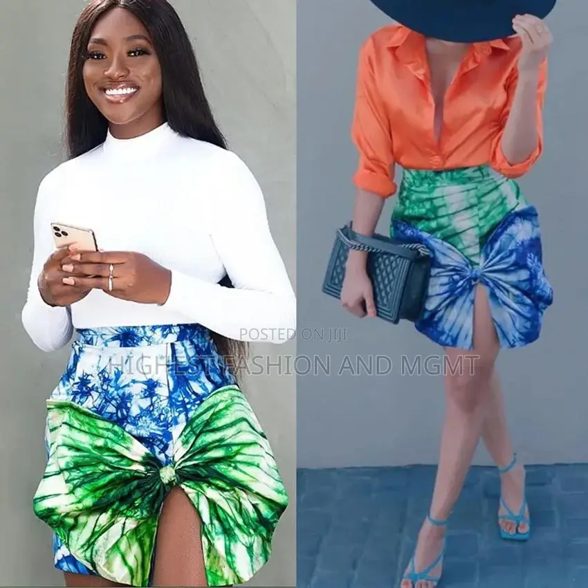 Front Slit Print Skirt