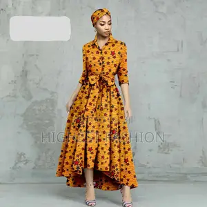 Half Sleeve Long Ankara Dress
