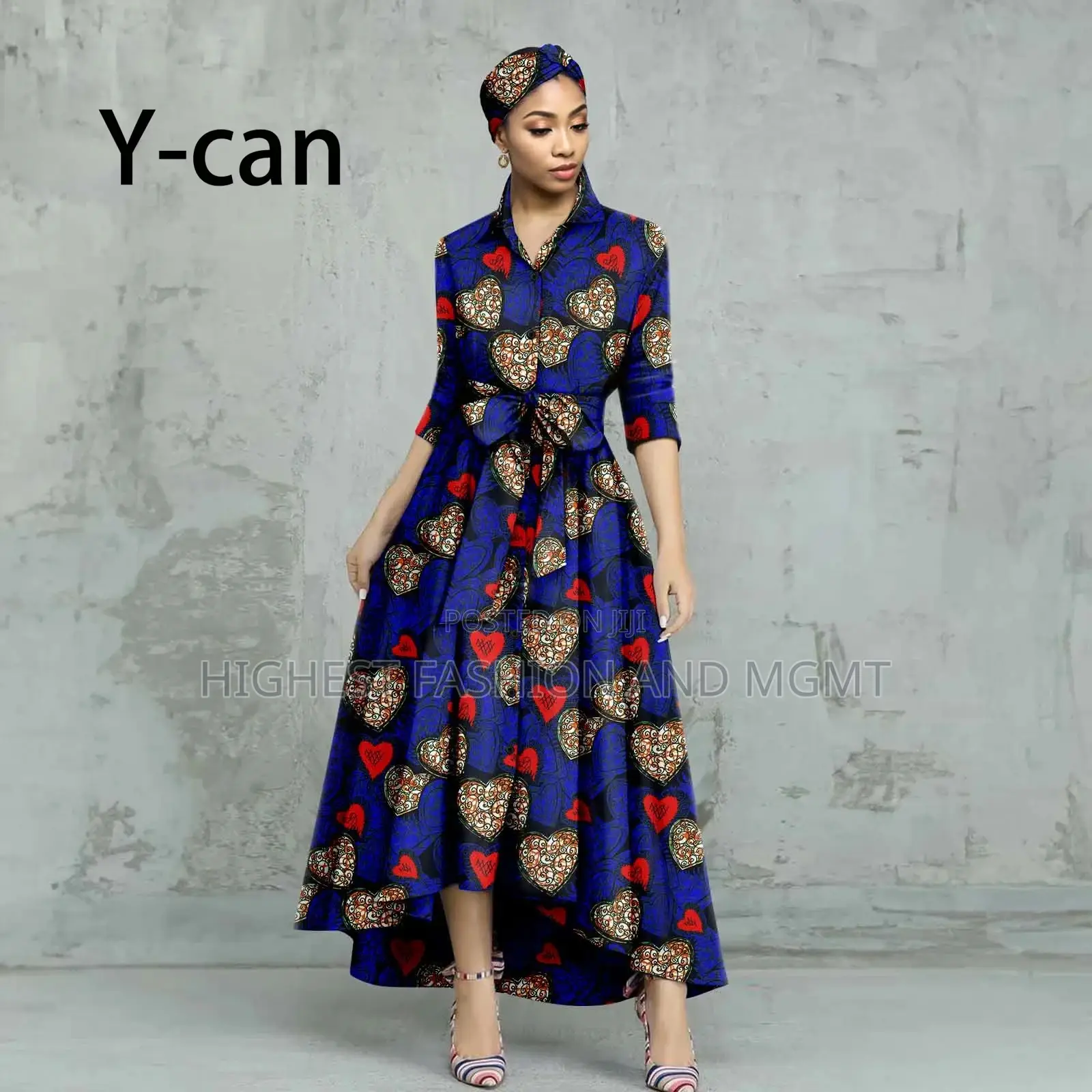 Half Sleeve Long Ankara Dress