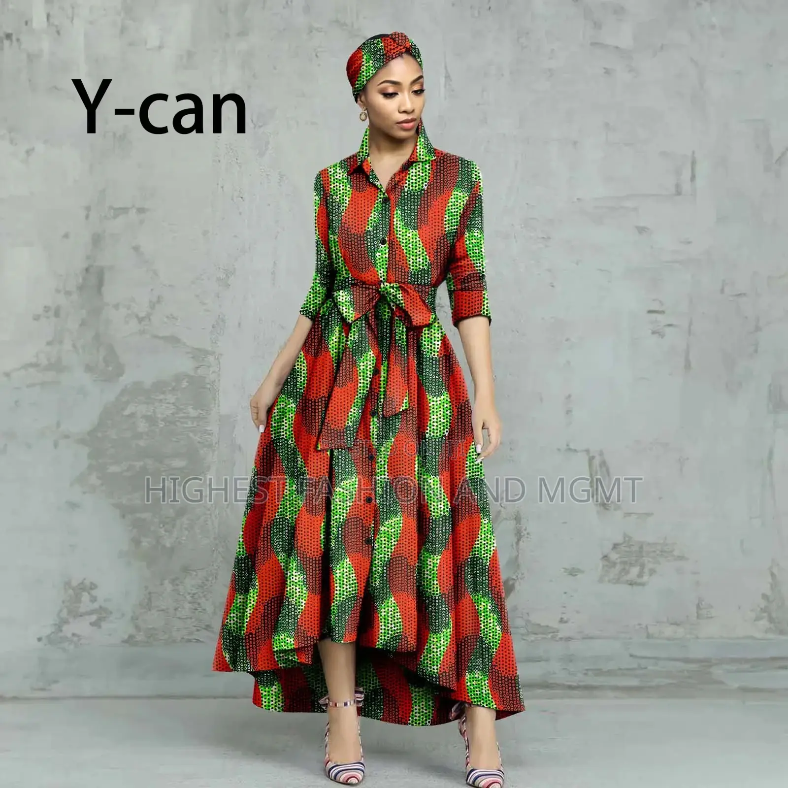 Half Sleeve Long Ankara Dress