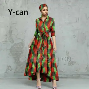 Half Sleeve Long Ankara Dress