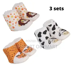 3 Set Multicolor Kids Booties Socks- Unisex