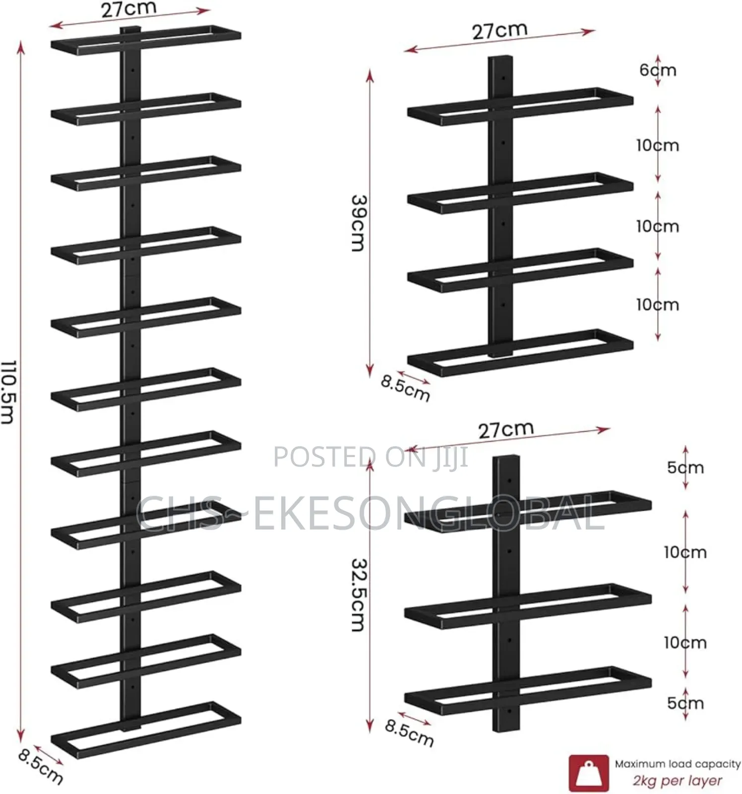 Driplex 12 Tiers, Metal Wine Display Rack Wall Mount