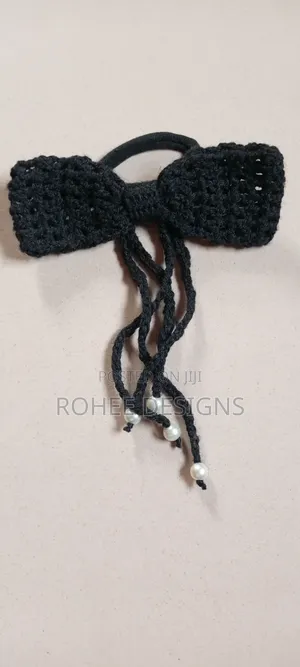 Handmade Crochet Pearl Drop Bowtie