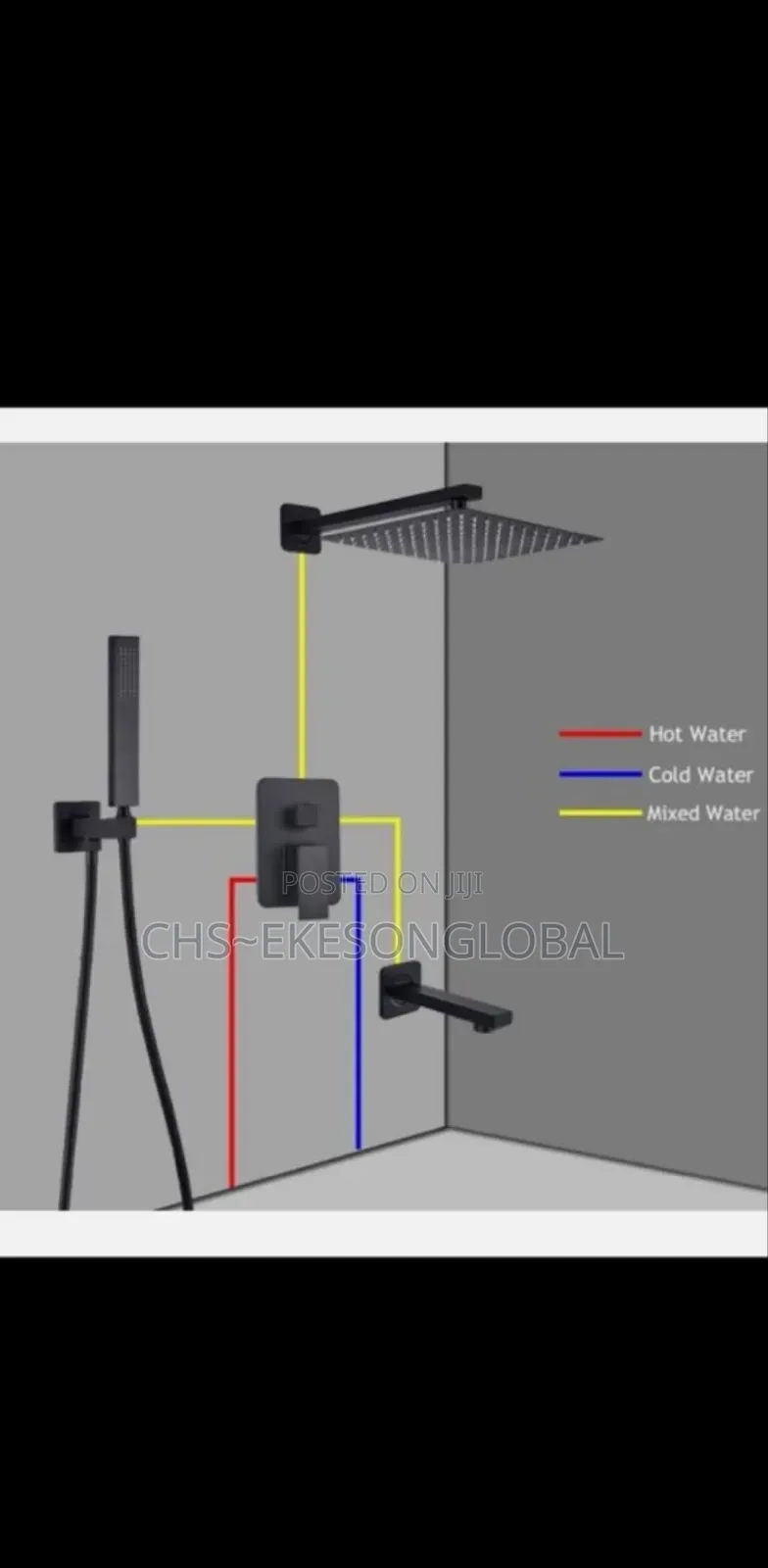 Quality 5ways Conduit Shower Matt Black