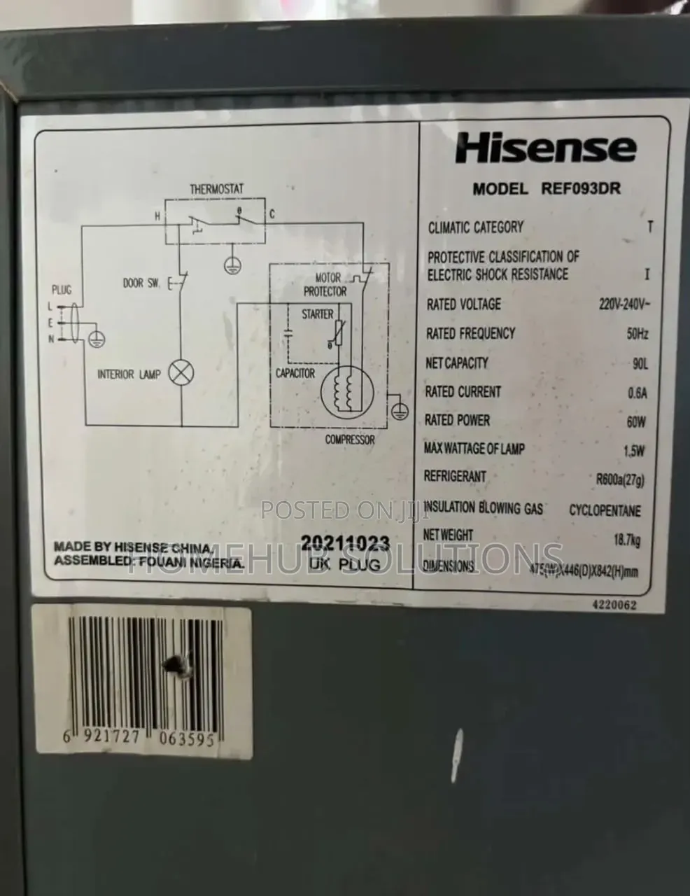 90l Hisense Refrigerator
