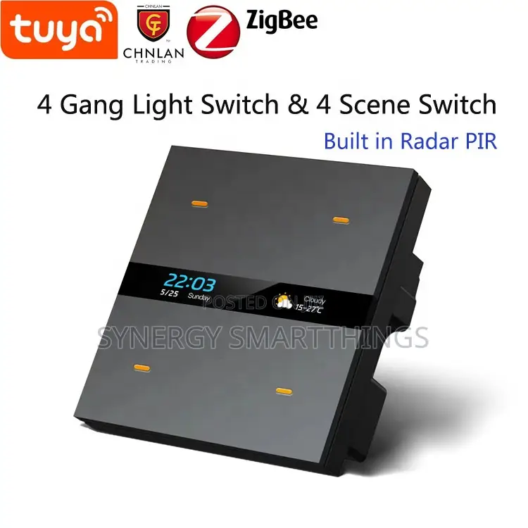 M8 Pro Zigbee Smart Switch 4 Gang Control Panel Scene Switch - Grey