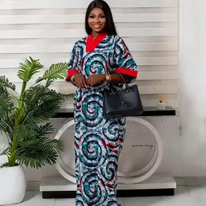 Half Sleeve v-Neck Dashiki Boubou Dress
