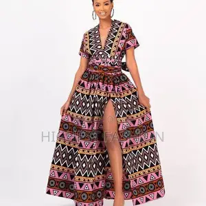 Off Shoulder Slit Ankara Dress