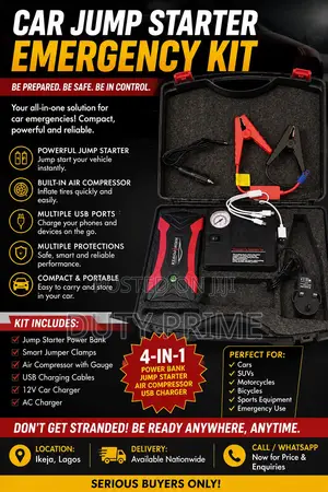 High Power Car Jump Starter Portable Air Compressor Kit