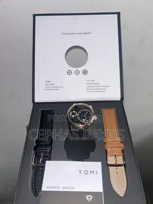Gold and Black Men’S Rotating Gear Watch