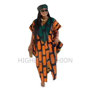 Short Sleeve v-Neck Boubou Dress