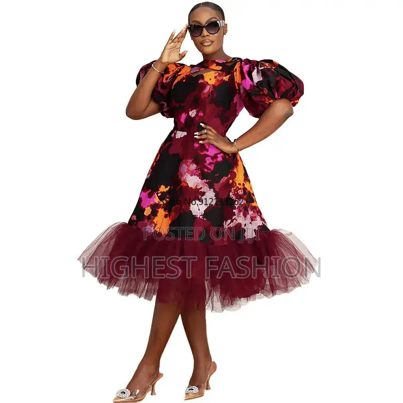 Gathered Print Dress