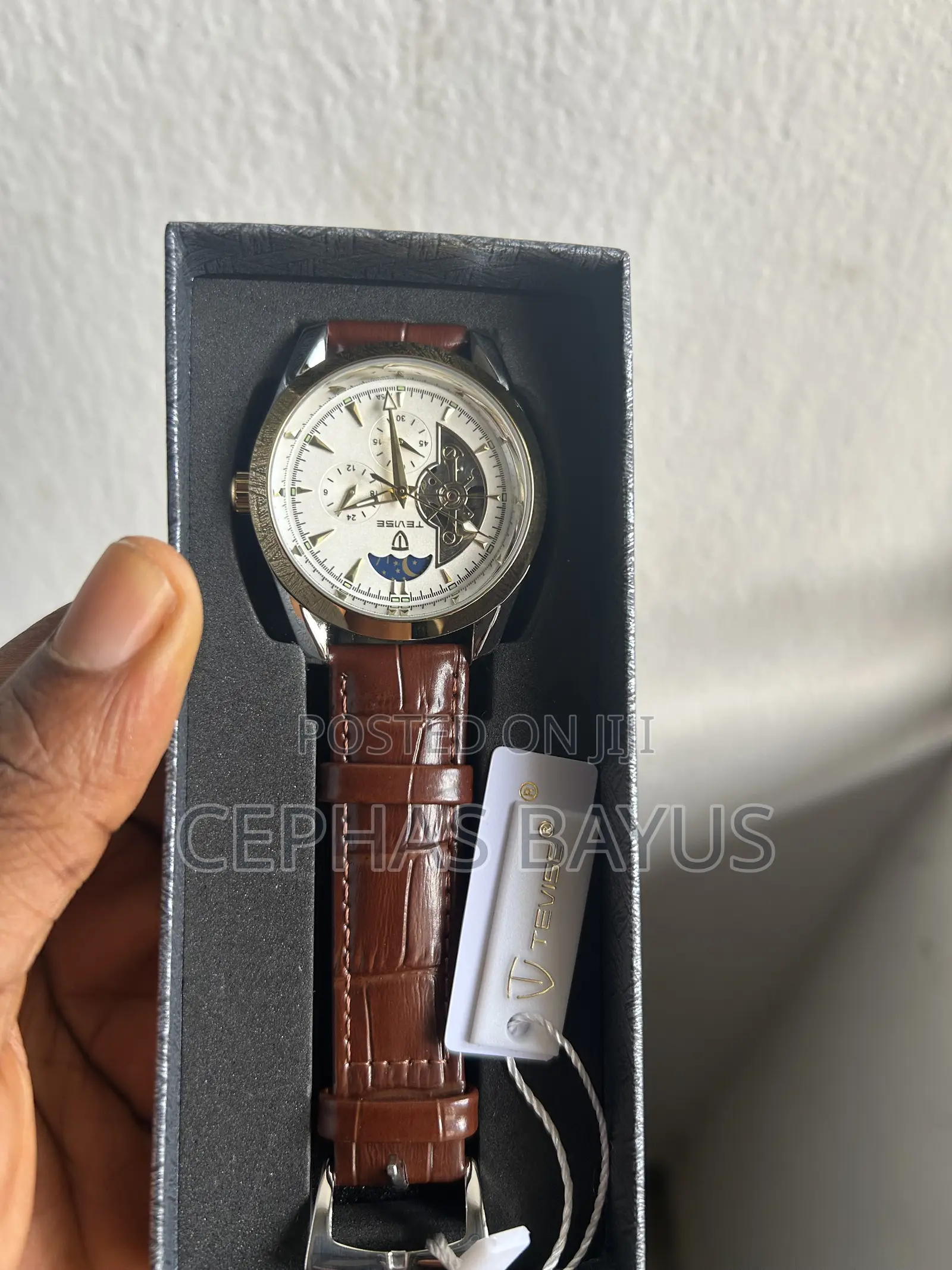 Tevise Automatic Mechanical Watch With Moon Face