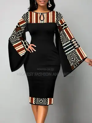 Lantern Sleeve Print Dress