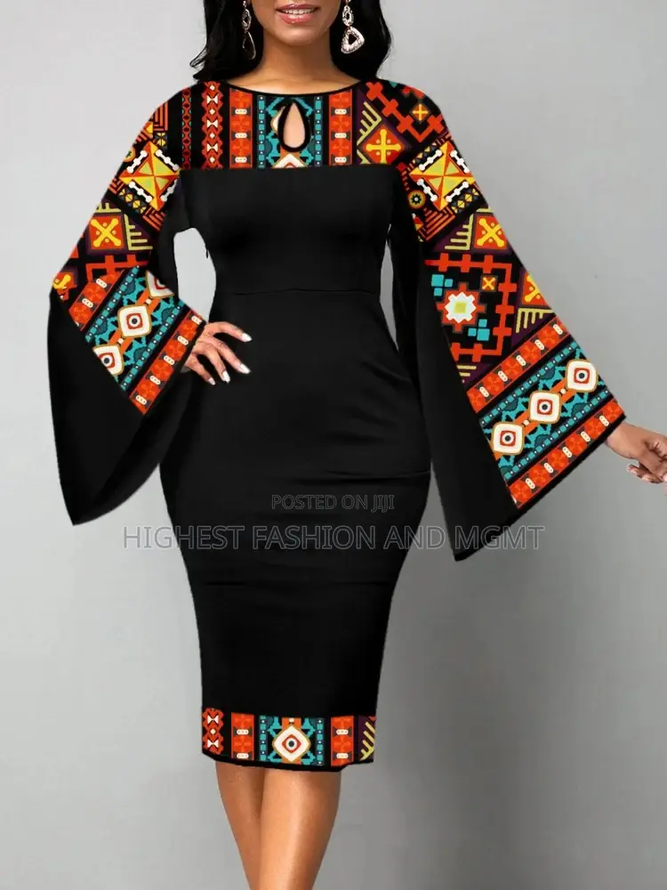 Lantern Sleeve Print Dress
