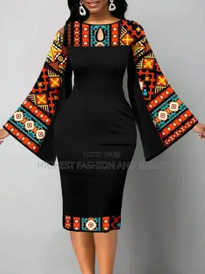 Lantern Sleeve Print Dress